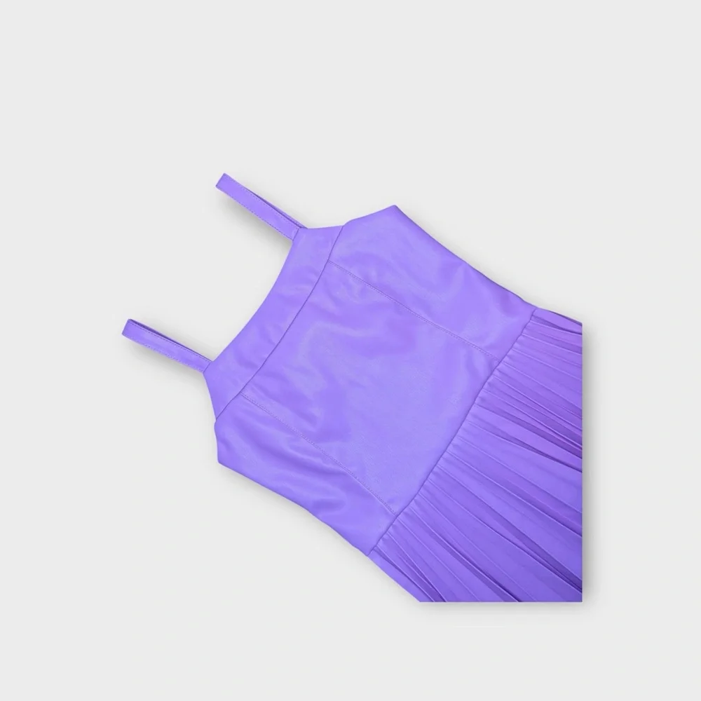 Truce Pink Faux Leather Pleated Tank Dress